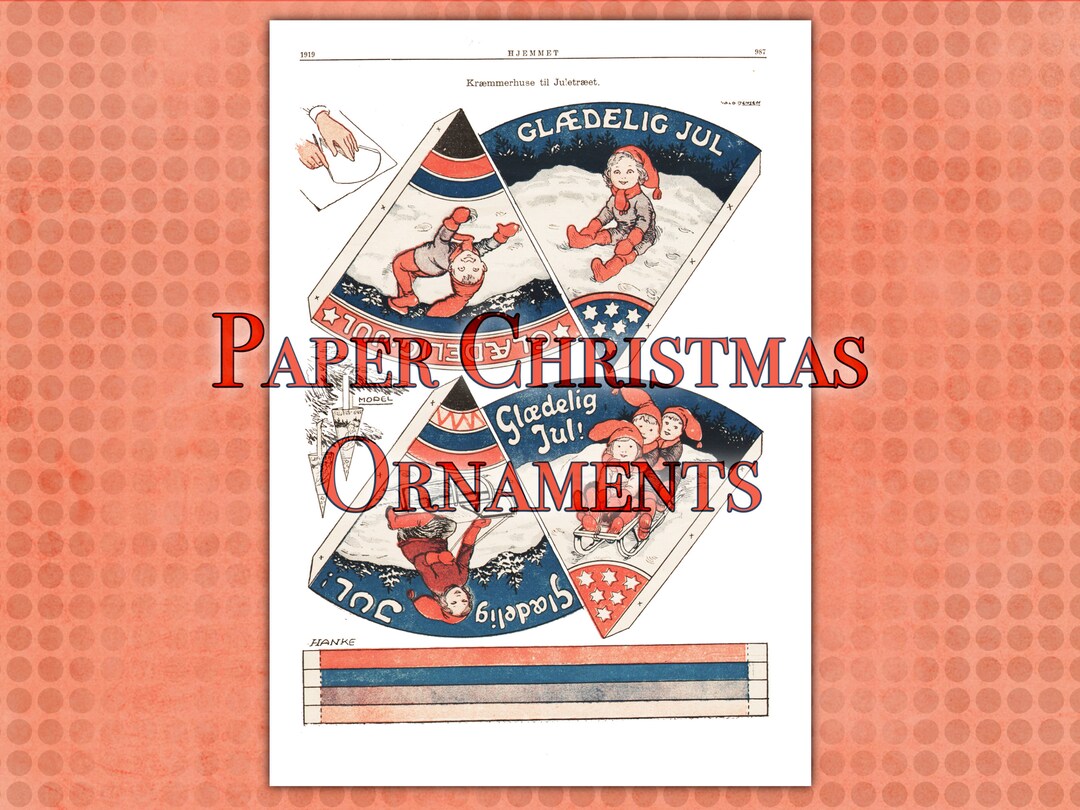 Vintage Paper Christmas Tree Ornament, Christmas Cutout Craft