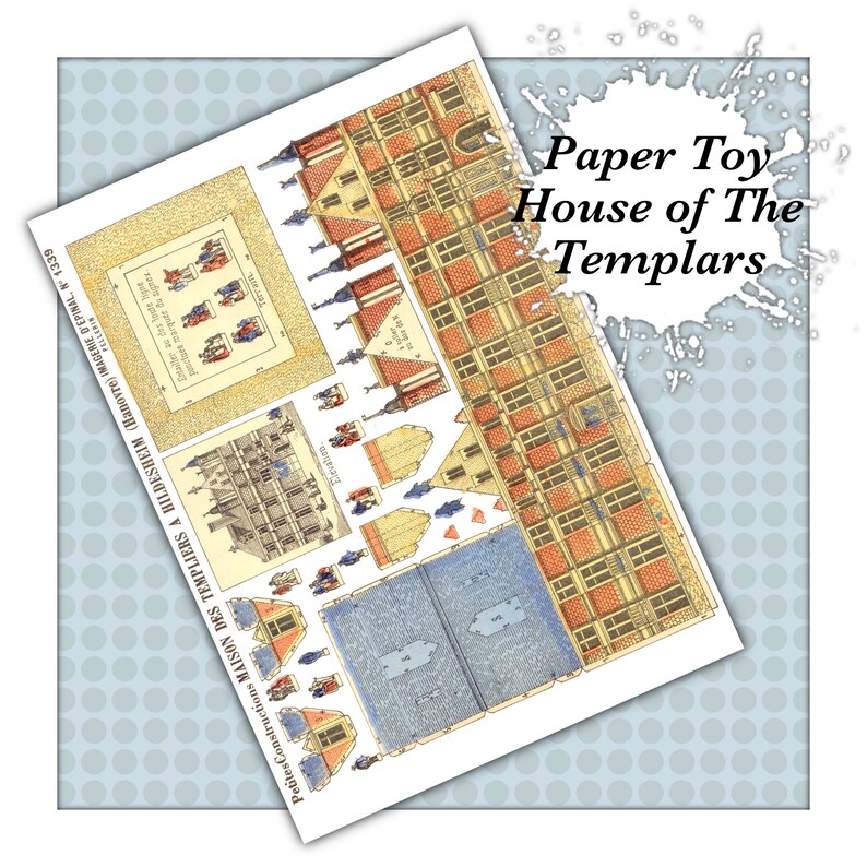Antique Vintage Paper Toy Construction Digital Download Template, Cut Out House of the Templars ...