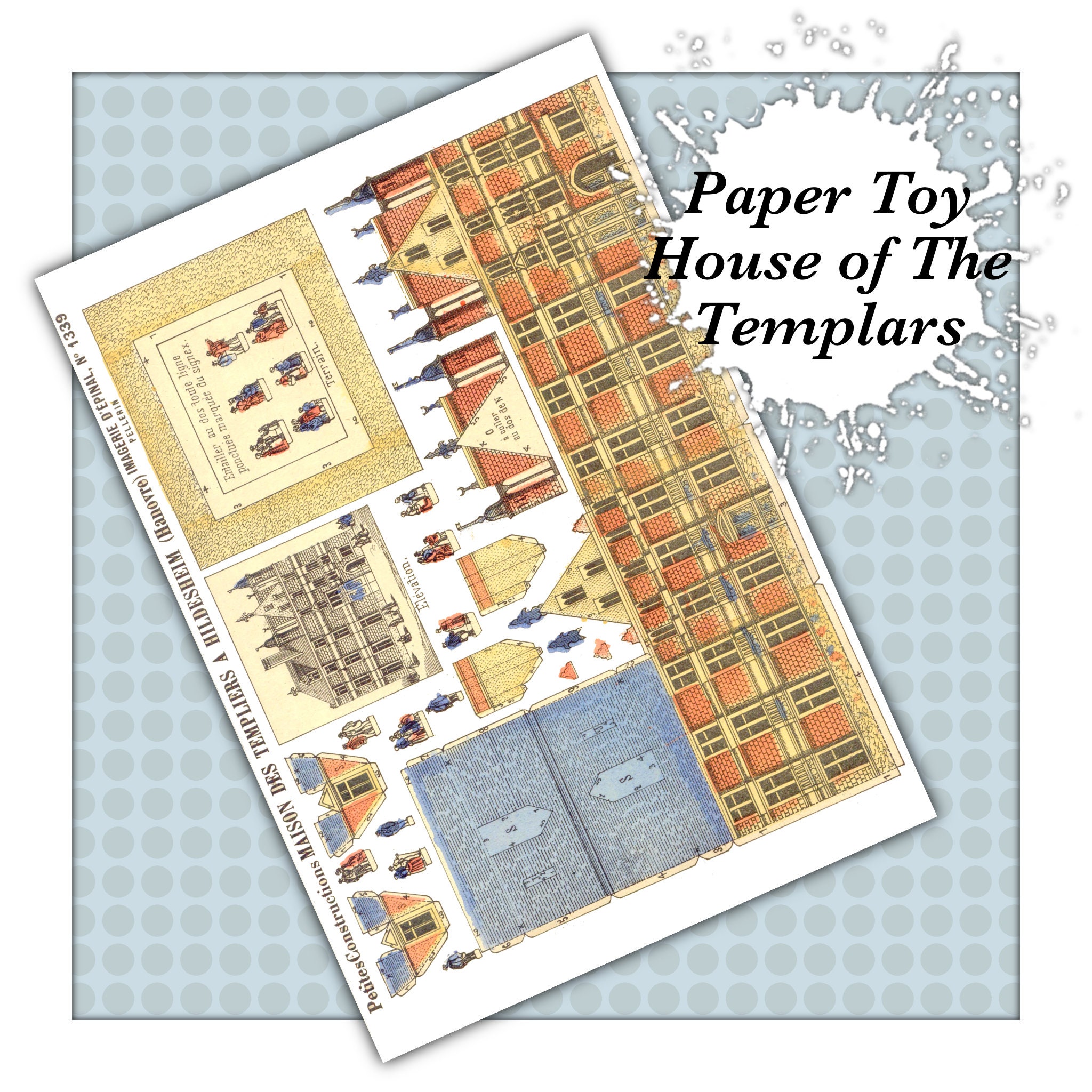 Antique Vintage Paper Toy Construction Digital Download Template, Cut Out House of the Templars ...