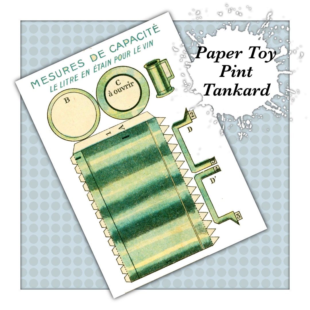 Antique Vintage Paper Toy Construction Digital Download Template, Make Your Own Tankard Pint Jug ...