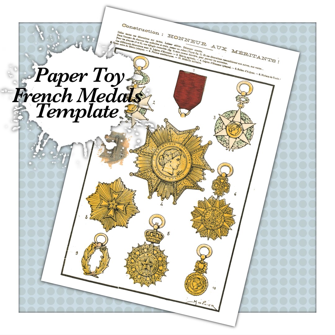 Antique Vintage Paper Toy Construction Digital Download Template, Make Your Own French Medals ...
