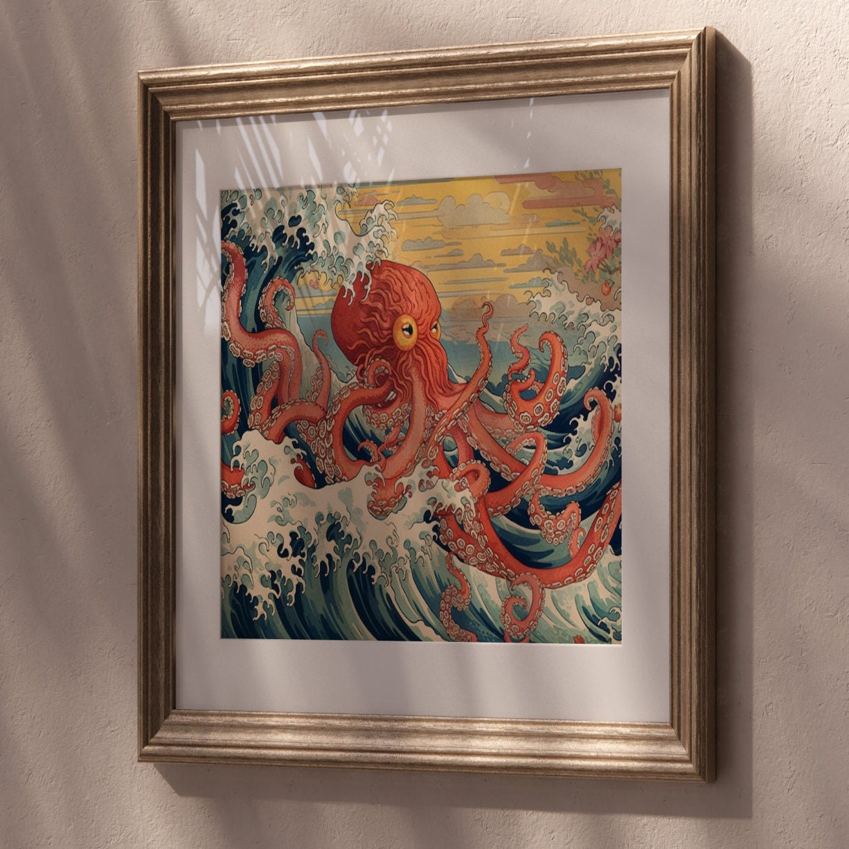 Octopus Print Nautical Home Decor Octopus Wall Art Octopus Poster Bathroom Decor Bathroom Wall