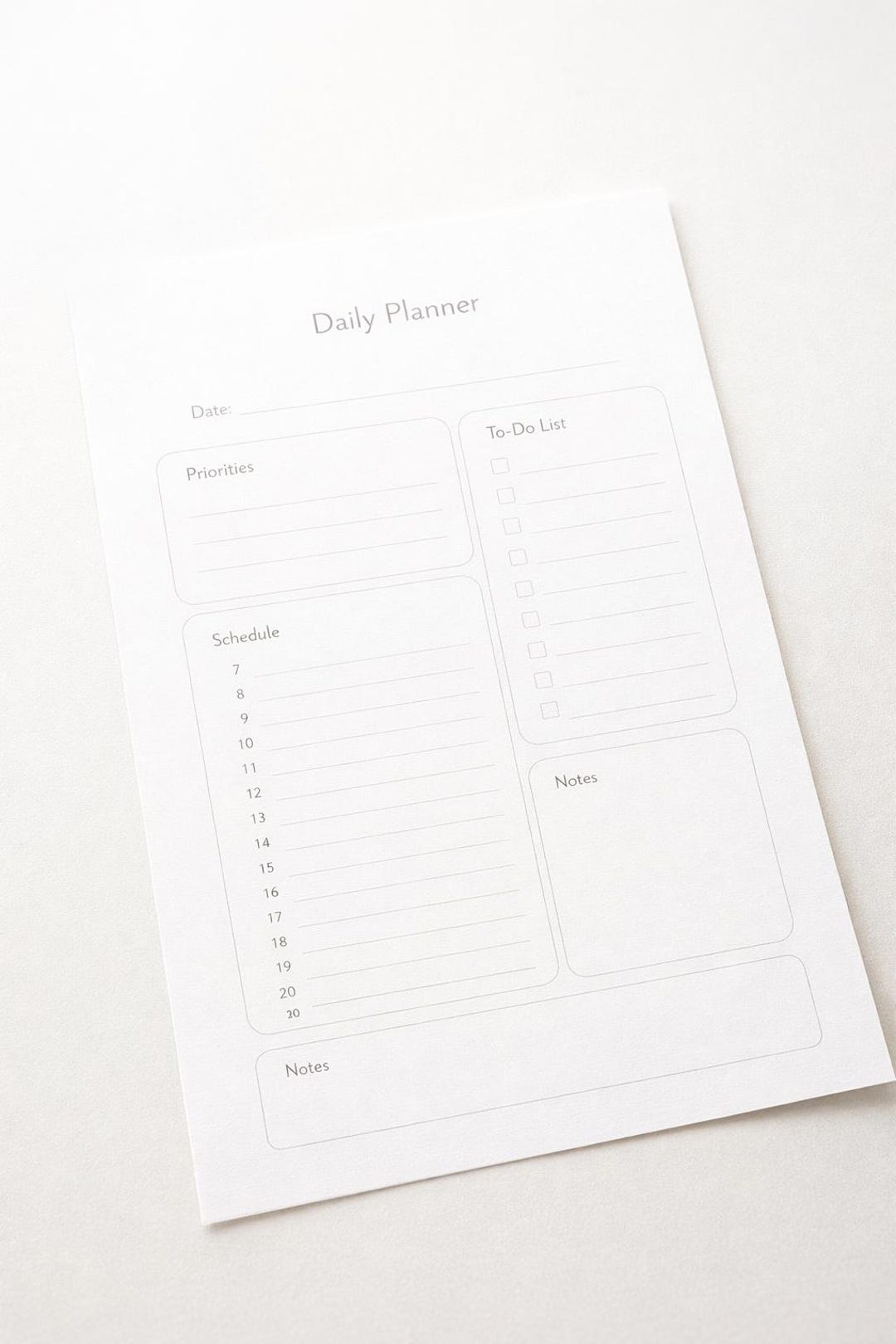 Minimal Daily Planner Printable, Simple Daily Schedule & to Do List PDF ...
