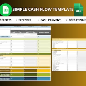 Simple Cash Flow & Bookkeeping Excel Template: Budget Planner (Digital Download