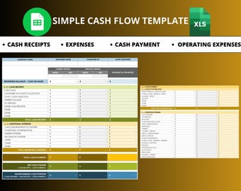 Simple Cash Flow & Bookkeeping Excel Template: Budget Planner (Digital Download