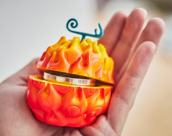 Flame Devil Fruit Grinder – Mera Mera No Mi Inspired, Fire Herb Crusher, Anime Gift for Otaku