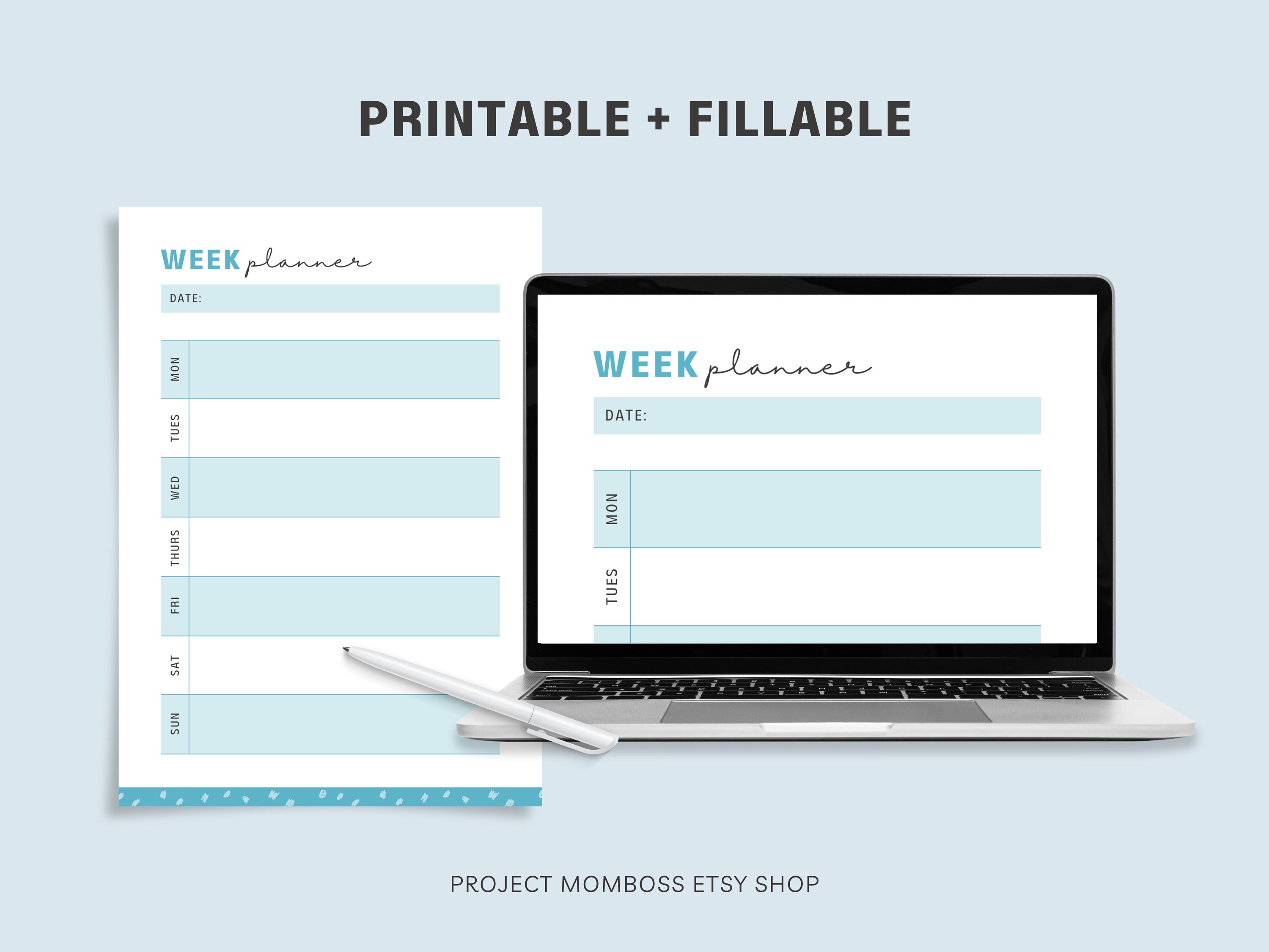 Weekly Planner Printable and Fillable PDF for Mothers, Digital Weekly ...