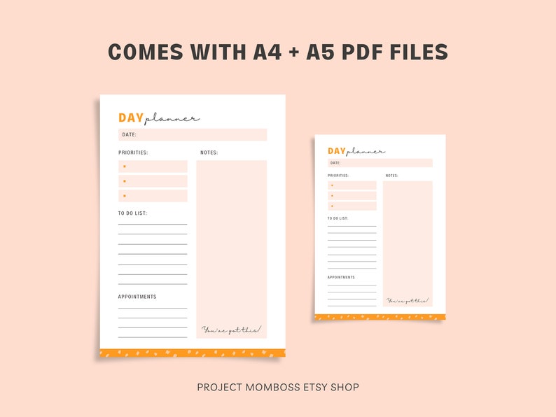 Day Planner Printable and Fillable PDF for Mothers, Digital Daily ...