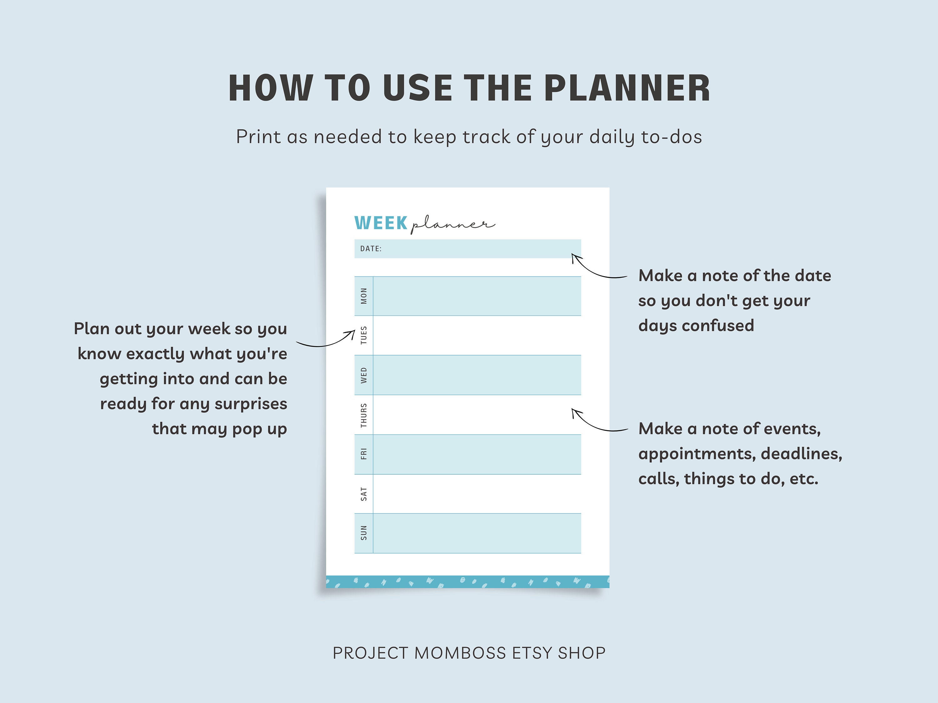 Weekly Planner Printable and Fillable PDF for Mothers, Digital Weekly ...