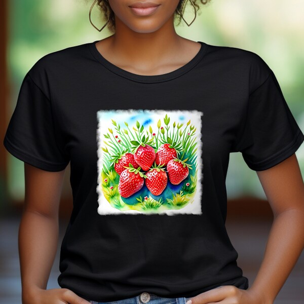 strawberry, cottagecore shirt, summer shirt, mom shirt, grandmother shirt, preppy clothes, fruit shirt, cottagecore clothing,gardening shirt