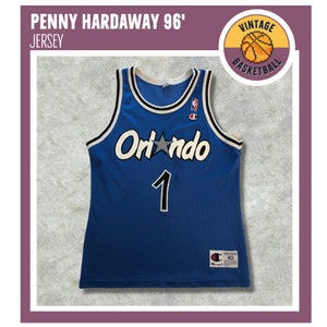 Vintage Champion Penny Hardaway Blue Orlando Magic NBA Basketball Jersey