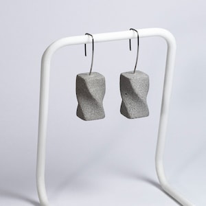 Spiral Cube Prism, Concrete Earring, Cement Jewerly, Modern Dangle Earrings, unique beton jewellery collection by rijitdesign image 1