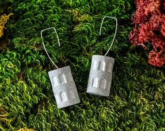 Tour romaine, boucle d'oreille en béton, bijoux en ciment, boucles d'oreilles pendantes modernes, collection unique de bijoux en béton par rijitdesign