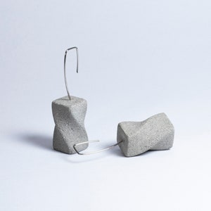 Spiral Cube Prism, Concrete Earring, Cement Jewerly, Modern Dangle Earrings, unique beton jewellery collection by rijitdesign image 3