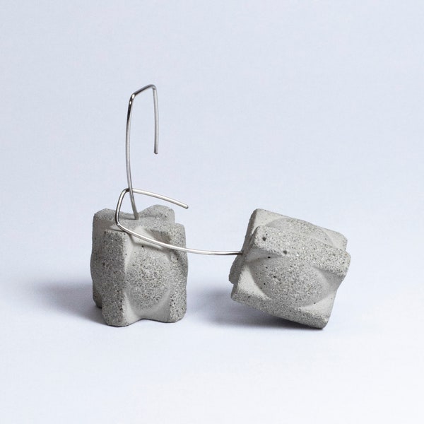 Sphere and Plus, Concrete Earring, Cement Jewerly, Modern Dangle Earrings, unique beton jewellery collection by rijitdesign