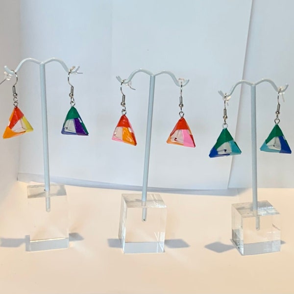 Tetrahedron Origami Earrings - LGBTQ+, Pride Earrings