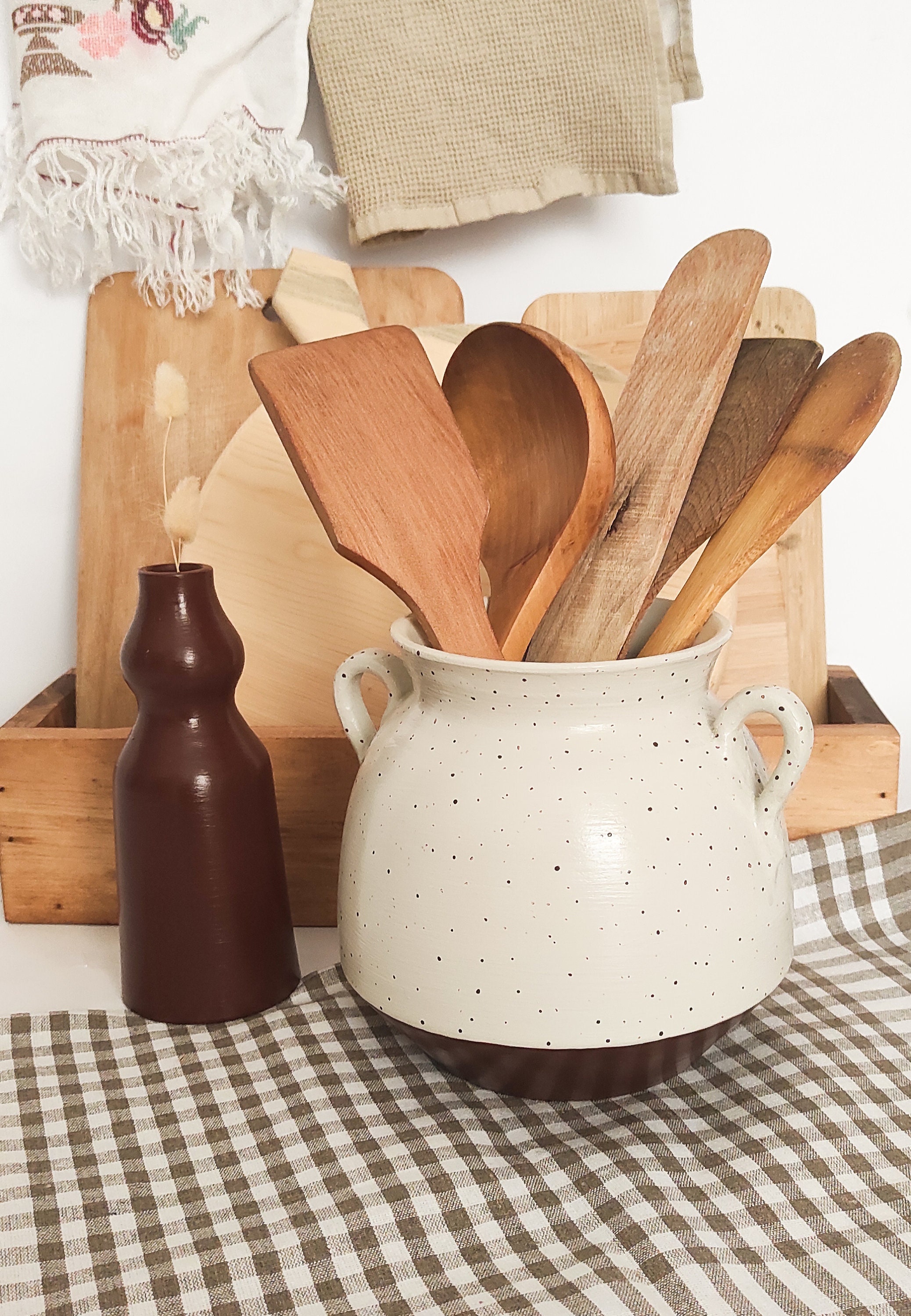 Scandinavian Style Utensil Holder, Vase for Livingroom Decor, Boho