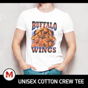Buffalo Wings Unisex Cotton Crew T-Shirt | Comfortable Fast Food Lover Food Apparel Tee Shirt | Trendy Graphic Buffalo for Buffalo Wing Fest