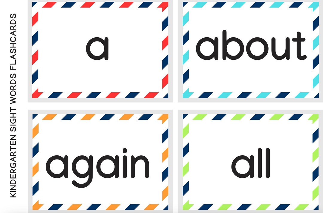 Kindergarten Sight Words Flashcards Printable Etsy