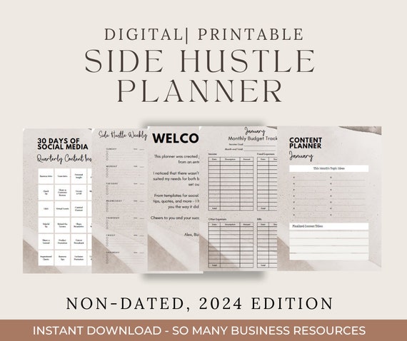 2024 Digital or Printable Side Hustle Planner