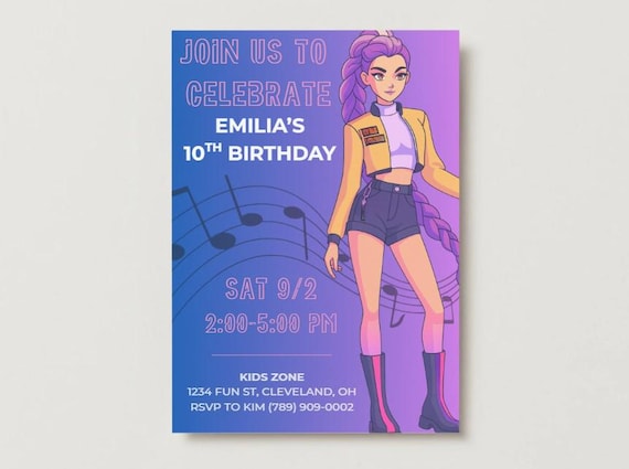 Rumi様 オーダーページ Rumi Theme - Kpop Demon Hunters Birthday Party Invite Digital - Etsy