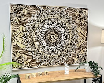 3D Wood Mandala Wall Art: Boho Rustic Decor