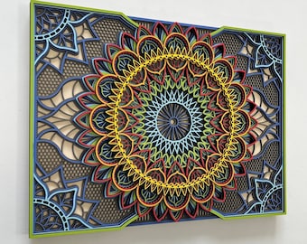 Geschichtetes Holz Mandala Wandkunst: Modernes Wohndekor