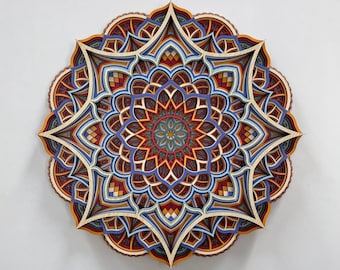 Meerlaagse houten mandala muurkunst: heilige geometrie woondecoratie