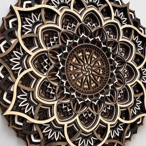 Multilayer Wood Mandala Wall Art – 3D Laser Cut Geometric Decor – Handmade Spiritual Wall Hanging – Unique Home Decor Gift