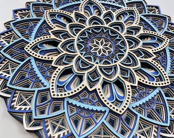 Meerlaagse houten mandala muurkunst: heilige geometrie woondecoratie