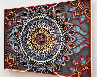 3D Holz Mandala Wandkunst: Geometrische Laser Cut Dekoration