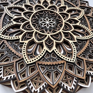 Large Wood Mandala Wall Art, Layered Boho Home Decor, Rustic Geometric Wall Hanging, Housewarming or Christmas Gift