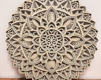 Meerlaagse houten mandala muurkunst: heilige geometrie woondecoratie