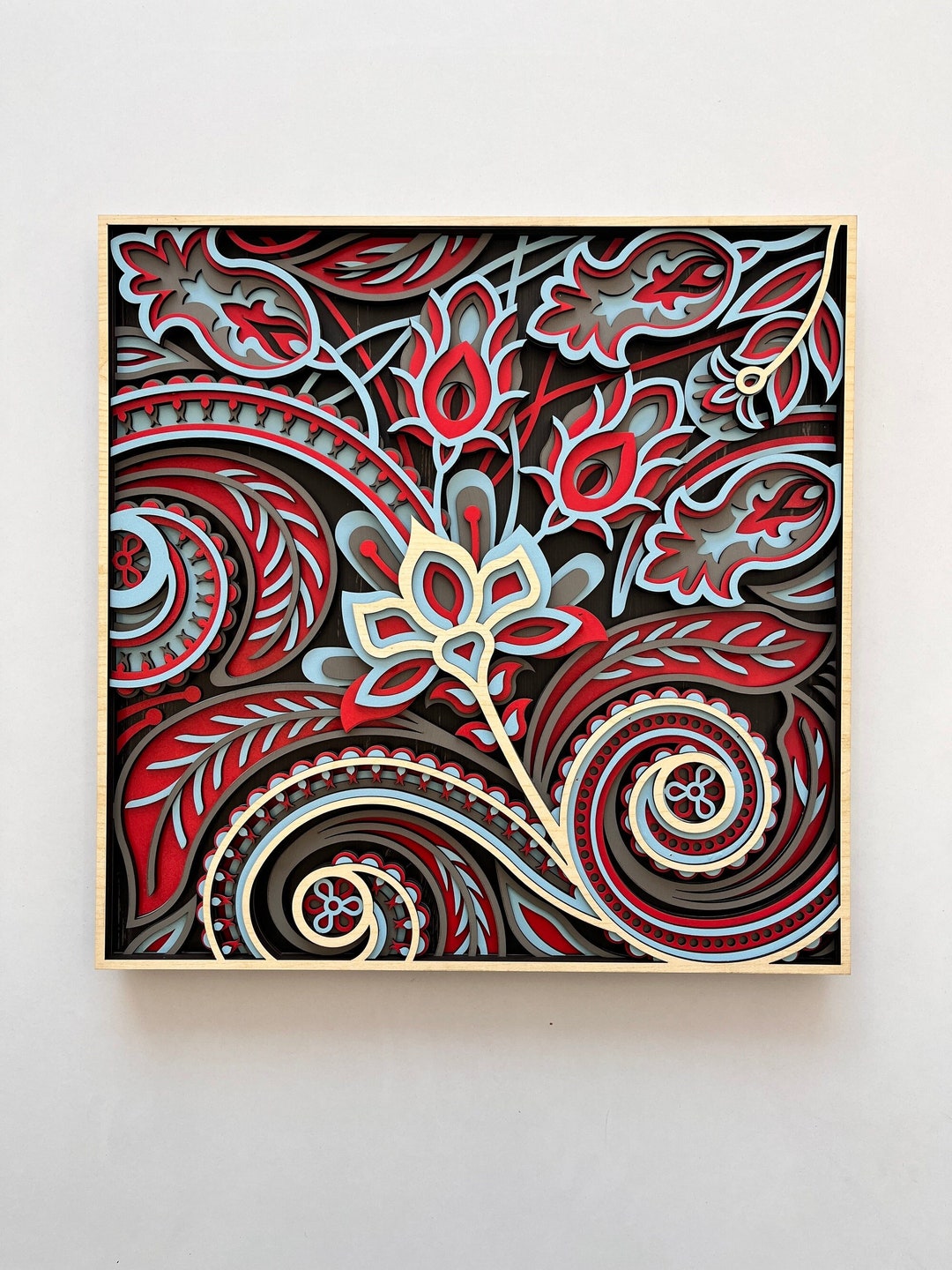 Floral Mandala Wood Wall Art: Layered 3D Handmade Decor - Etsy