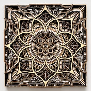 Decorazione murale con mandala in legno 3D: decorazione geometrica boho