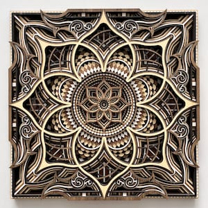 Wood Mandala, Wood Wall Art, Multilayer Decor, Flower Mandala, Home Decor, Large Wall Art