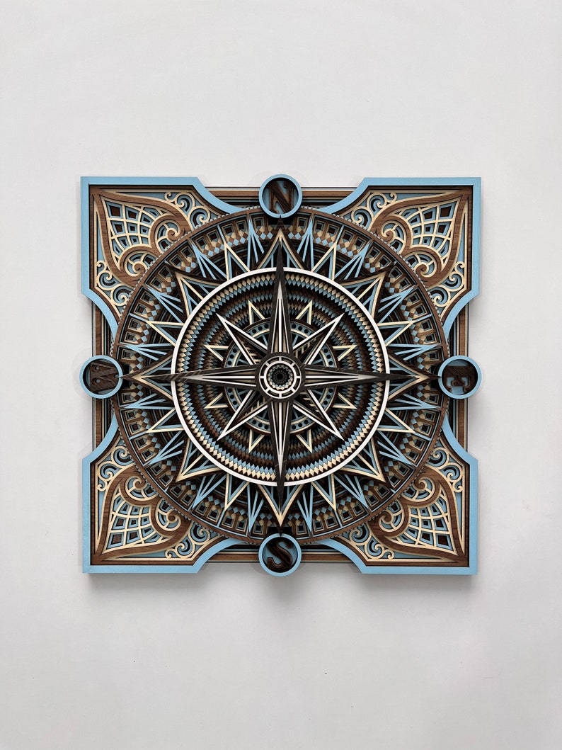 Handmade Compass Mandala Wood Wall Art: Nautical Decor Gift - Etsy