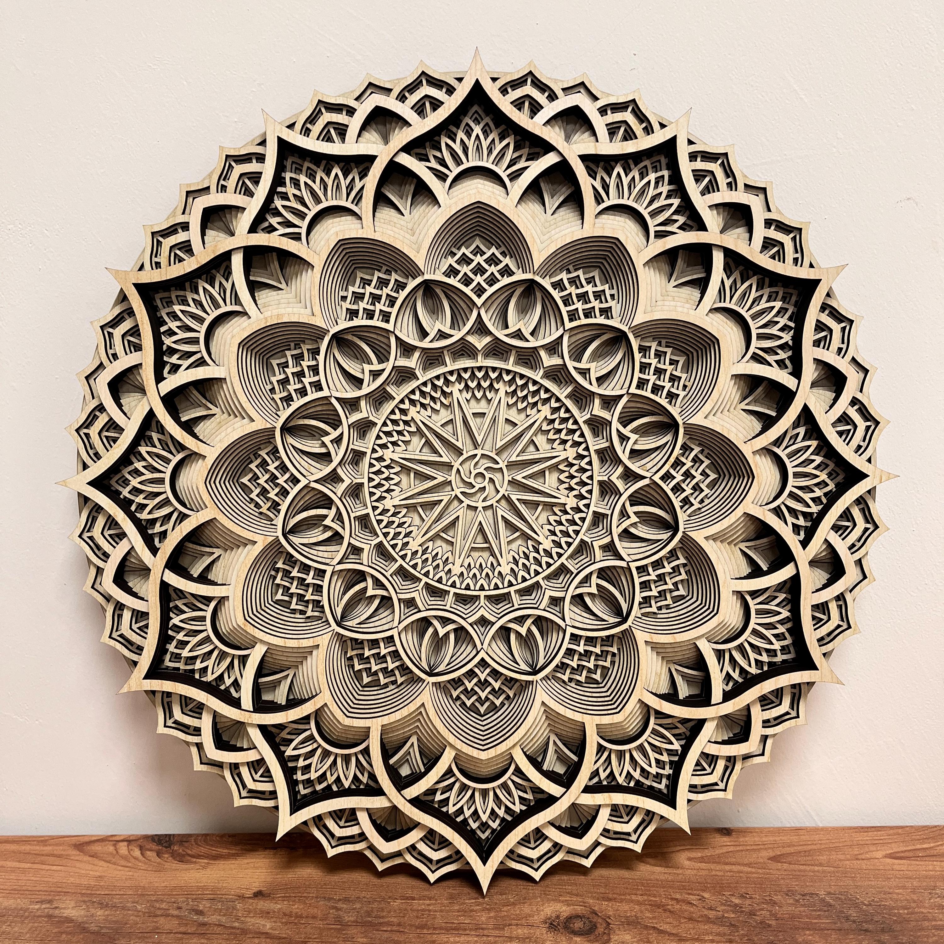 Handmade 3D Wood Mandala Wall Art: Colorful Layered Home Decor - Etsy