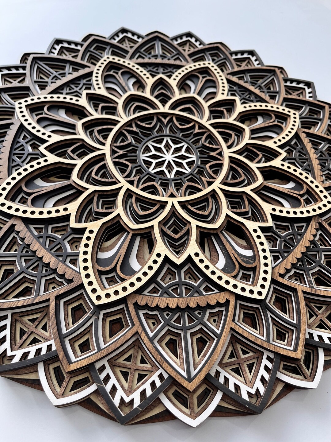Layered Wood Mandala Wall Art: Boho Geometric Home Decor - Etsy