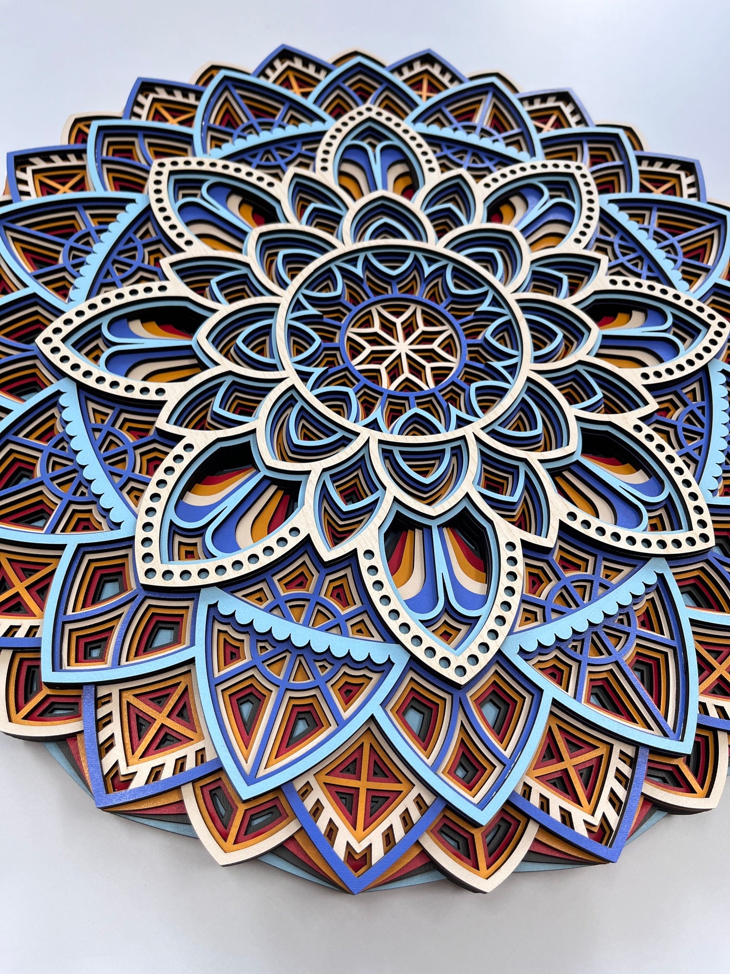 Layered Wood Mandala Wall Art: Boho Geometric Home Decor - Etsy