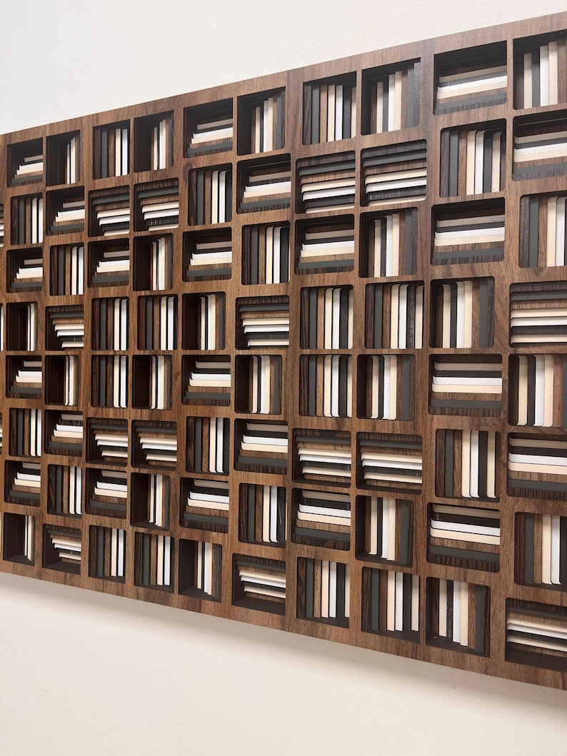 Handcrafted Layers Geometric Wood Wall Art - Handcrafted Multilayer Modern Panel for ...