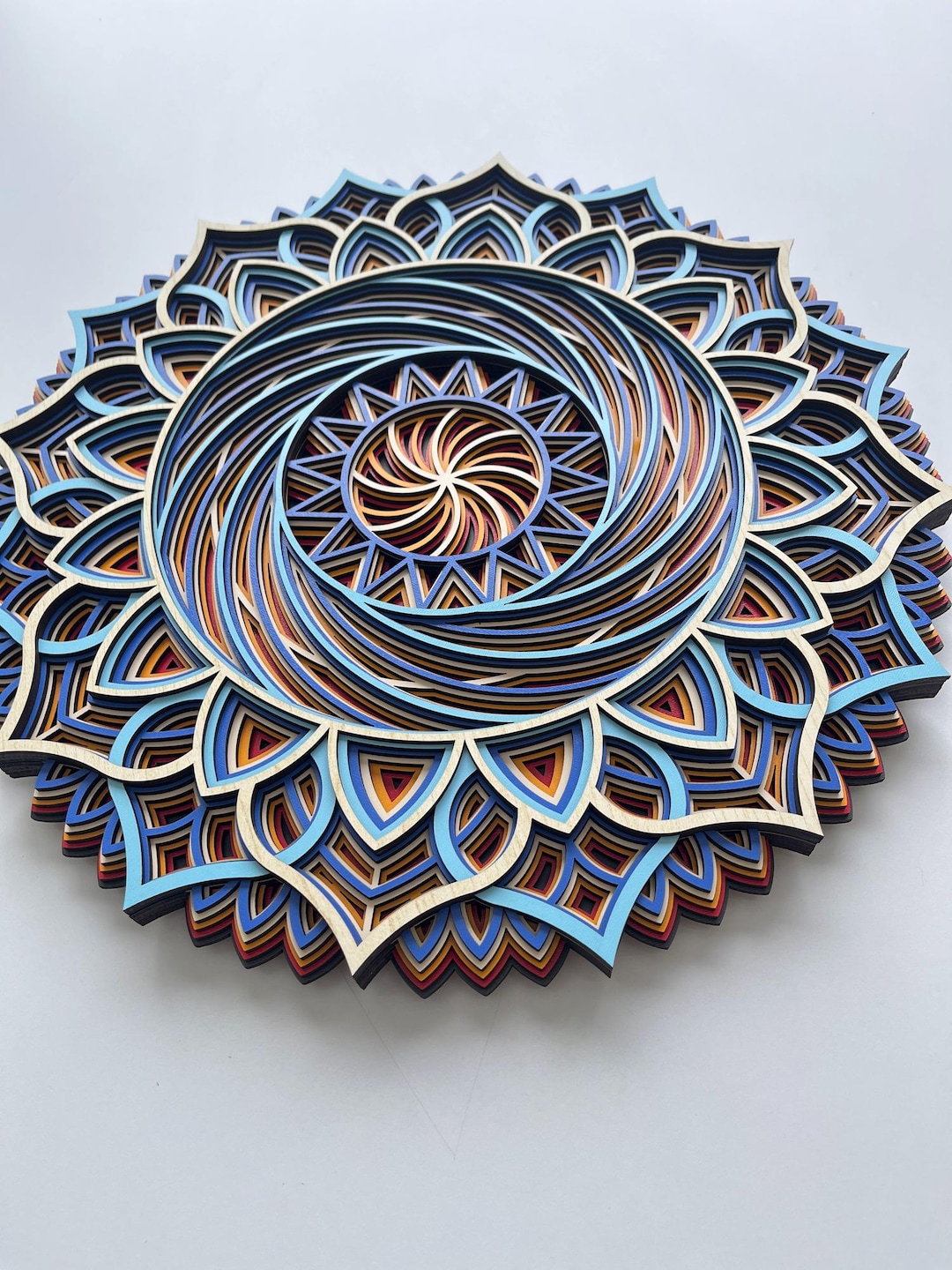 Wood Wall Art Mandala Multilayer Wall Decor for Living Room or