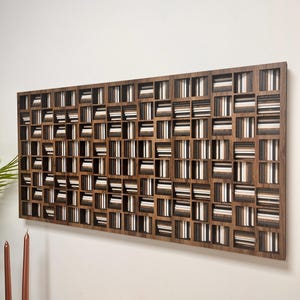 Geometric Wood Wall Art - Handcrafted Multilayer Modern Panel for Living Room, Office & Home Decor