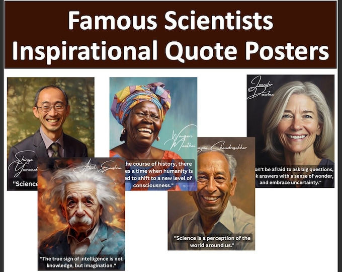 Affiches de citations inspirantes de scientifiques célèbres - 24 belles affiches à l'aquarelle