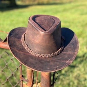 Real Leather Hat for Men & Women ,THUNDER Leather Cowboy Western Hat, Original Leather Cowgirl Hat