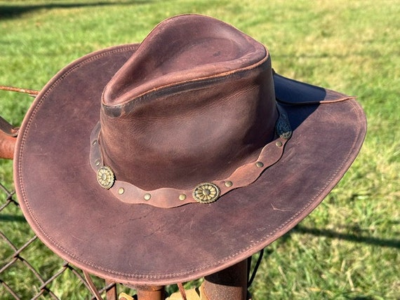 Leather Cowboy Hat, Deadwood Style Men and Women … - image 2