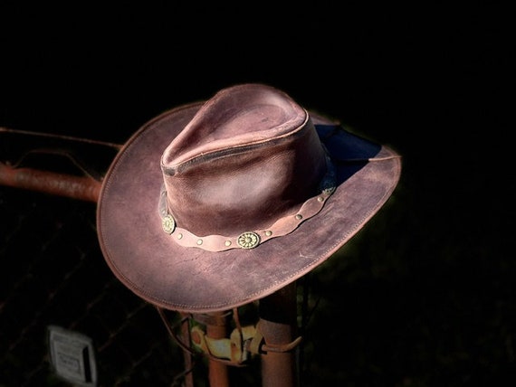 Leather Cowboy Hat, Deadwood Style Men and Women … - image 8