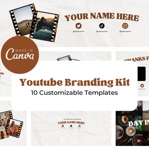Youtube Branding Kit | Animated Intros, Outros, Thumbnails, Banners | Trendy, Modern, Minimalist | Editable Canva Templates