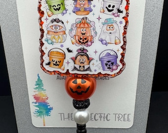 Portatarjetas retráctil para cubo de Halloween