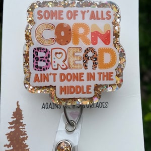 Fall Autumn Corn Bread Retractable Badge Reel